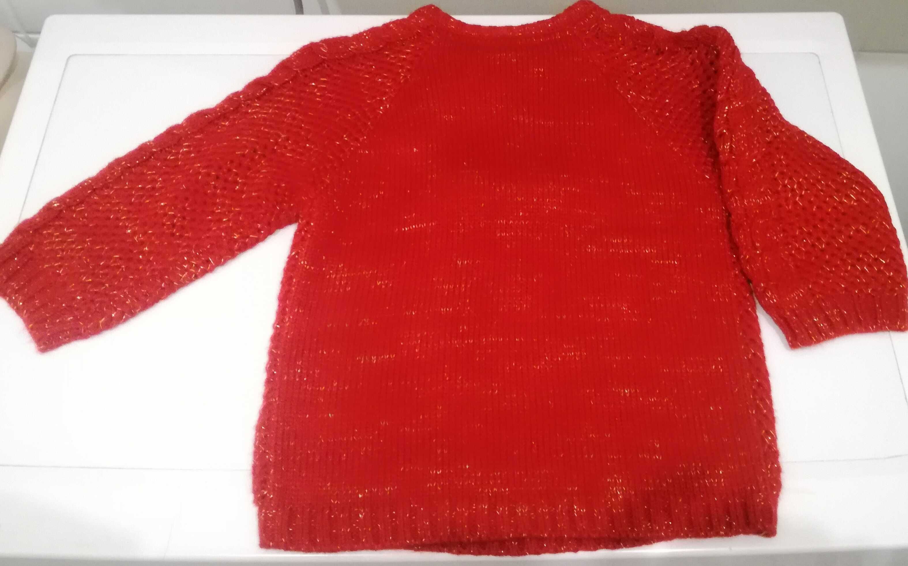 86 Nowy Czerwony Sweterek dziewczęcy Zimowy