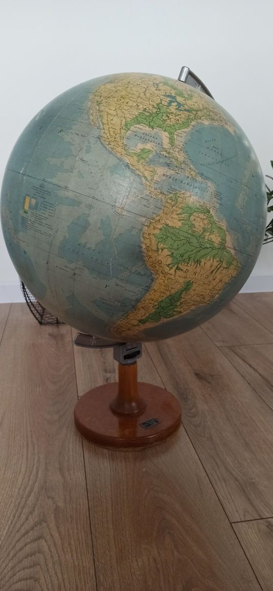 Globus duży szkolny, średnica 42cm, zabytek Prl 1972rok