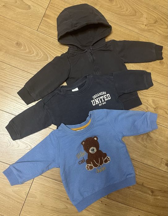 Zestaw 3 bluz chłopięcych r. 68 / H&M Basic Organic Cotton, Ergee KIK