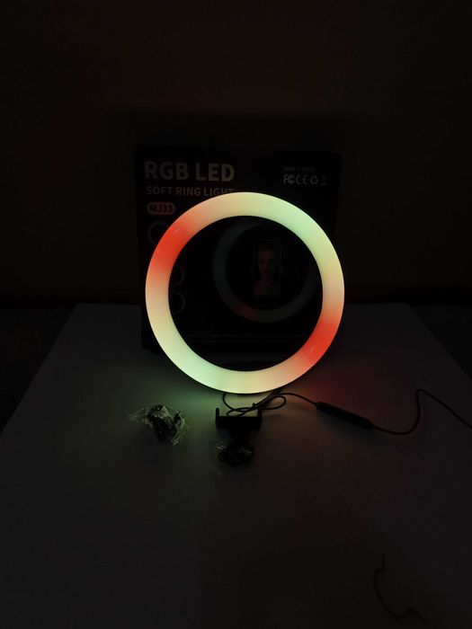 Кольцевая лампа 31см LED со штативом 200см для съемки цветная rgb LED