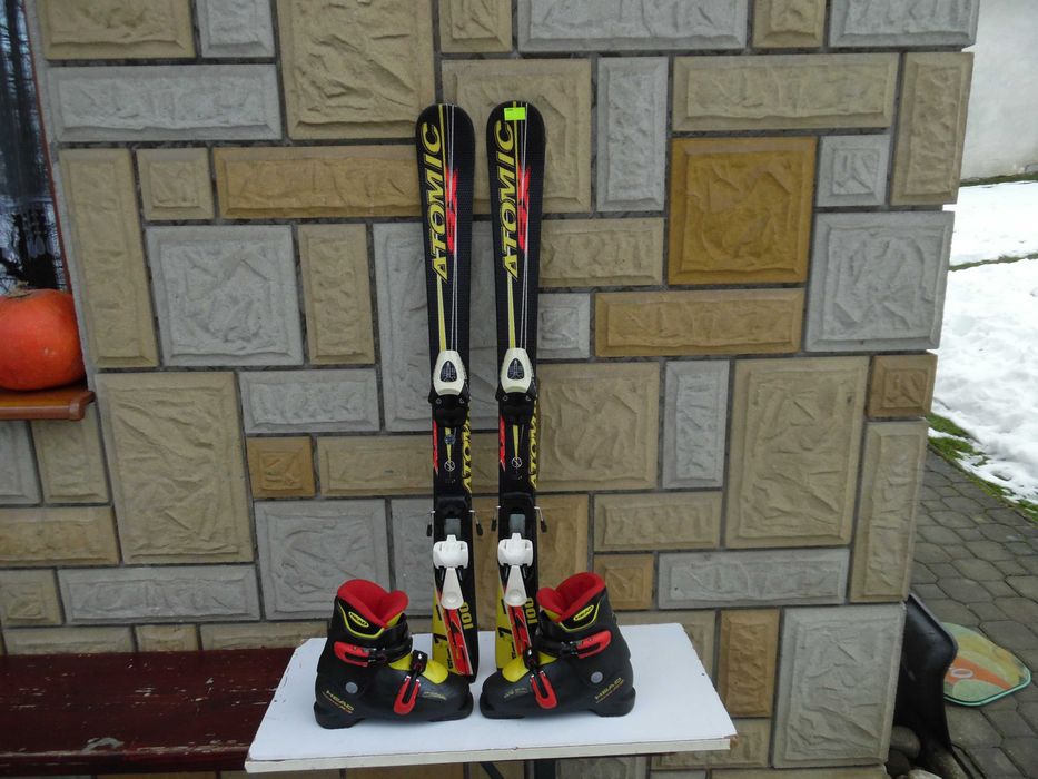 Komplet narty atomic dł.100 cm+ buty roz.34, wkładka 22 cm.