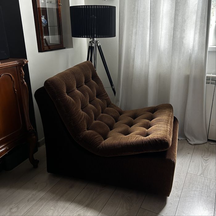Fotel modułowy sztruksowy Dux szwecja 1970 sofa vintage space age mid