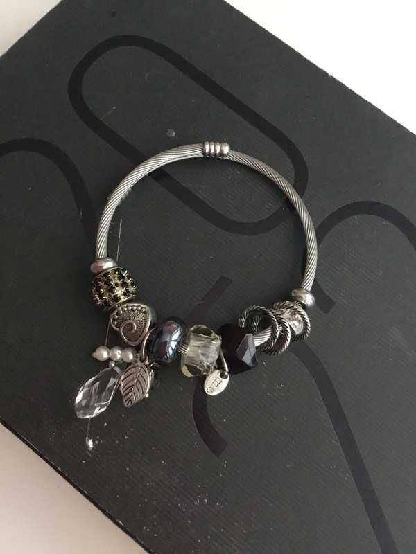 Bransoletka inspiracje Pandora vintage alternatyw 80s 90s y2k kryształ