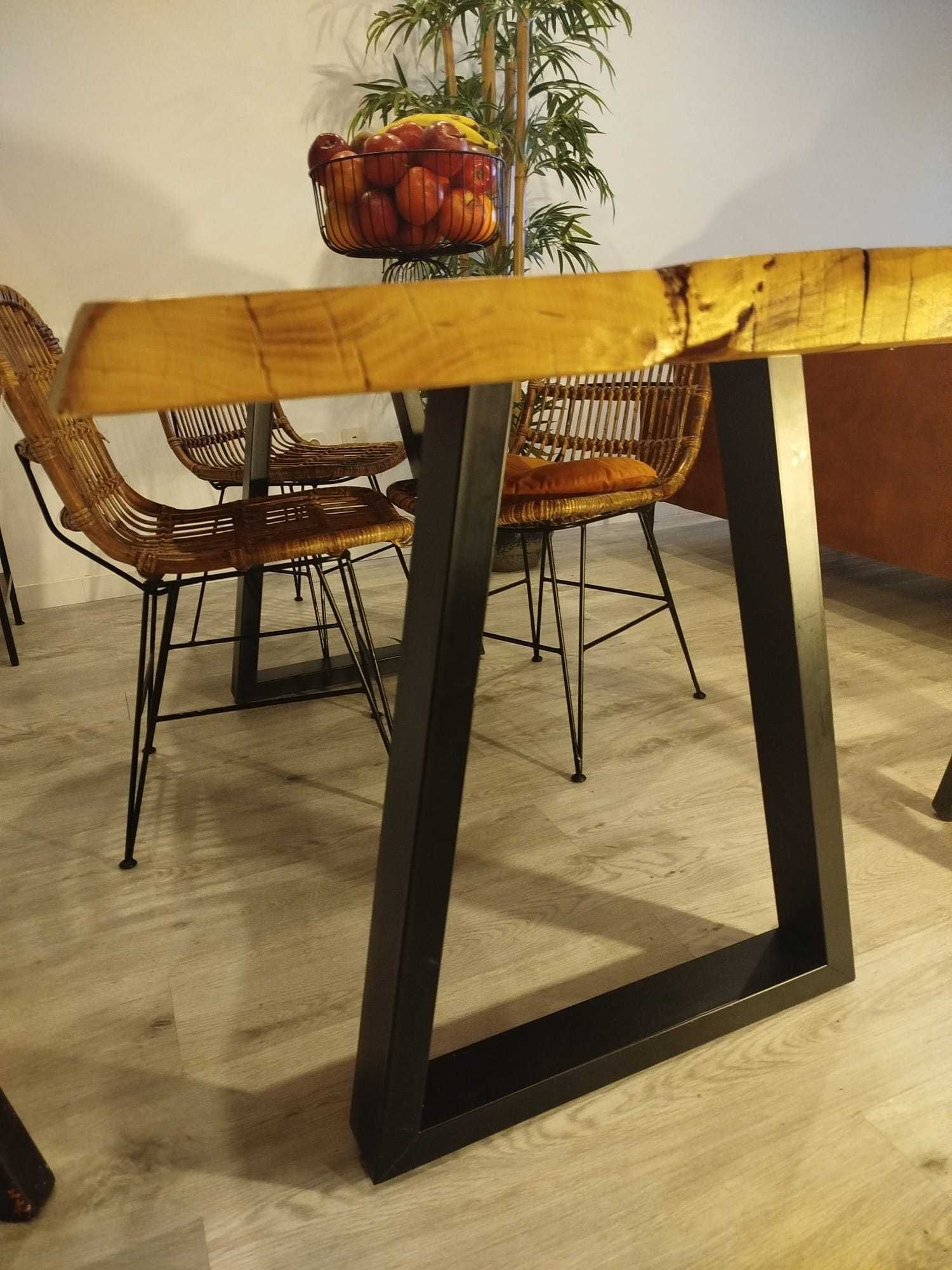 Mesa Rústica de Tronco Maciço Design Único mesa de jantar mesa reunião