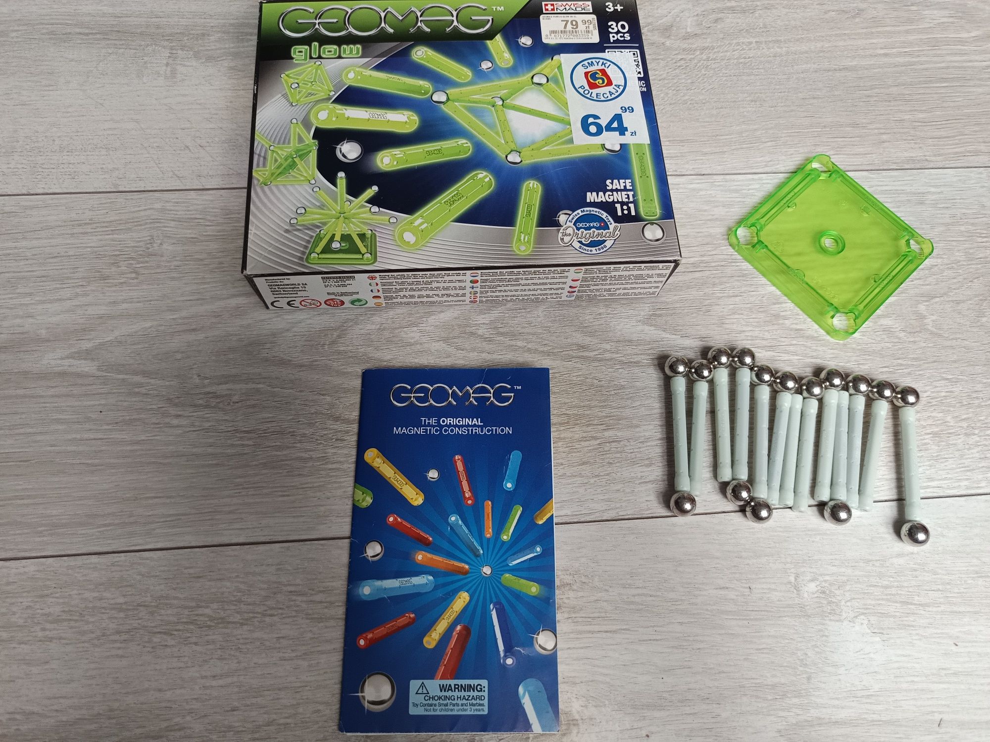Klocki magnetyczne geomag glow 30 elementów