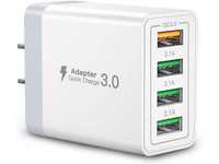 Ładowarka ścienna USB, Aioneus 40 W z 4 portami, biała, QC 3.0