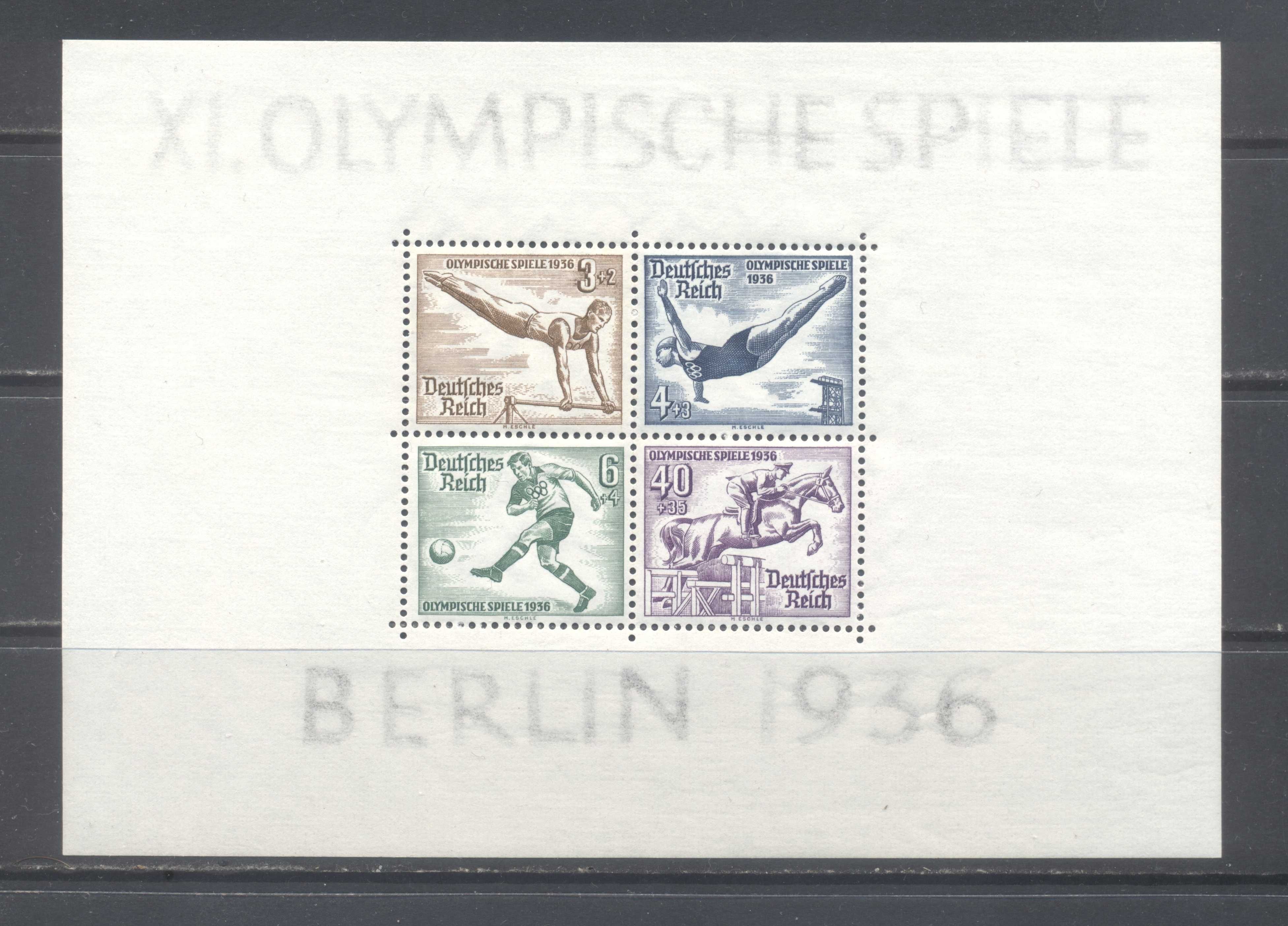 Марки Германия 1936 Третий Рейх. Олимпиада. Блок №5.
