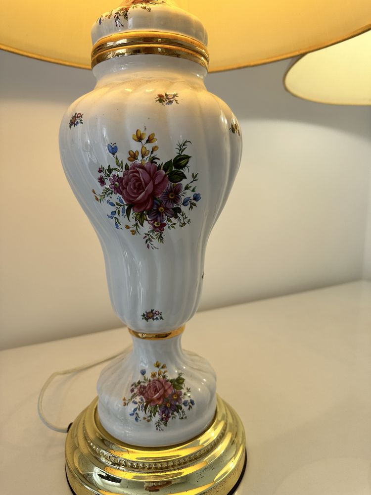 Porcelanowa lampa stołowa 2szt vintage PRL