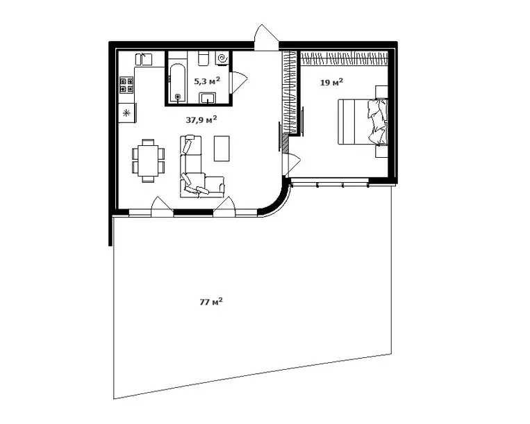 2-кімнатна квартира 83.7 м² у центрі Ужгорода | Dream City - DC 4.03