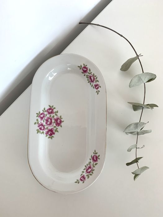 Półmisek do serwowania, patera w róże Włocławek, ceramika Vintage