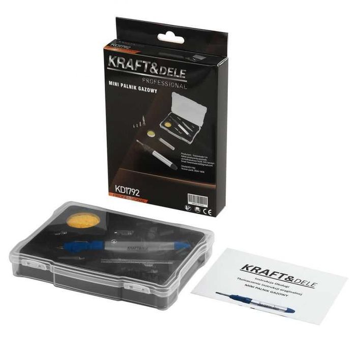 KRAFT&DELE Mini Palnik Gaz Mikro Lutownica Gazowa 1300C 4 Groty KD1792