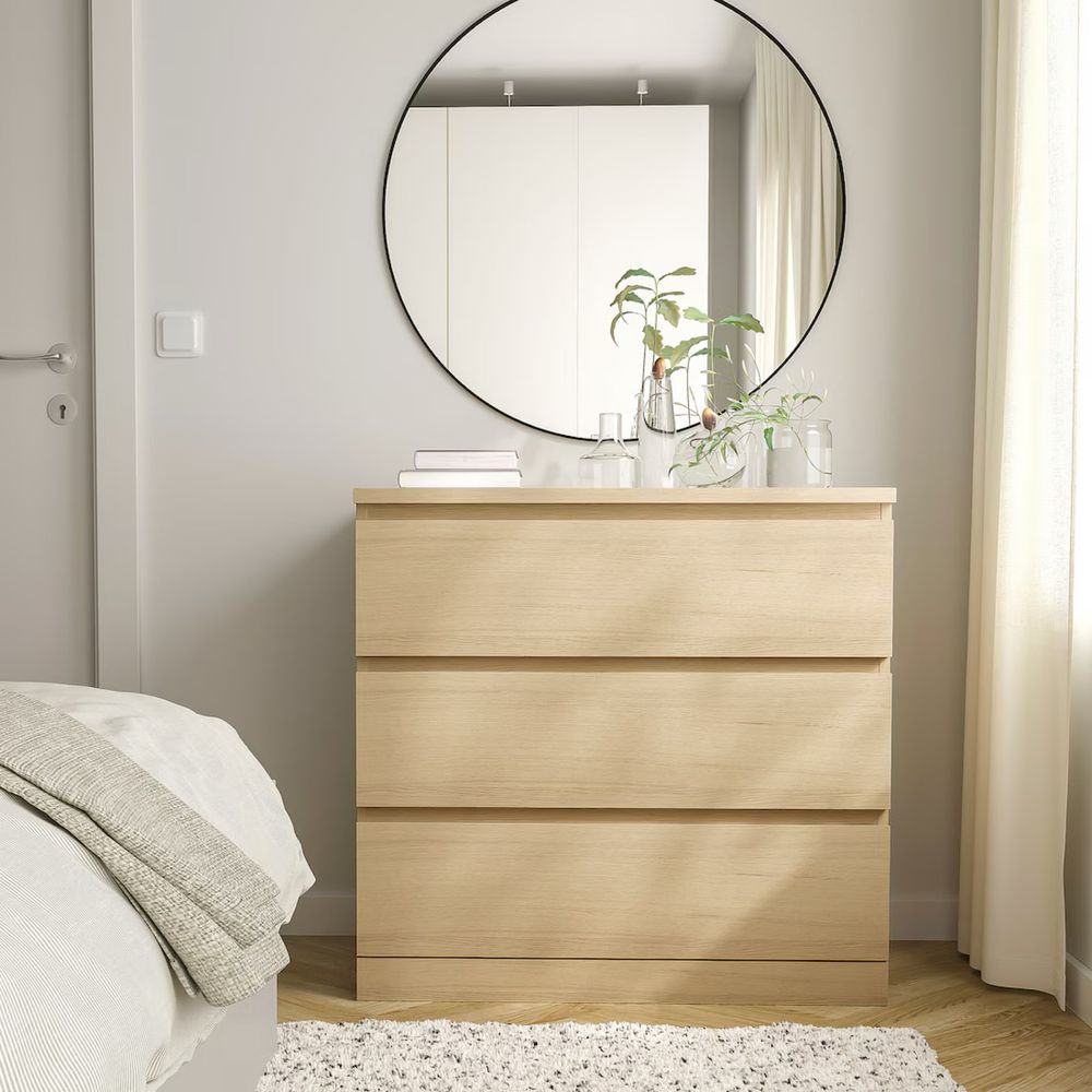 Komoda Ikea Malm dąb bielony 80cm, 3 szuflady dostepne 2 sztuki