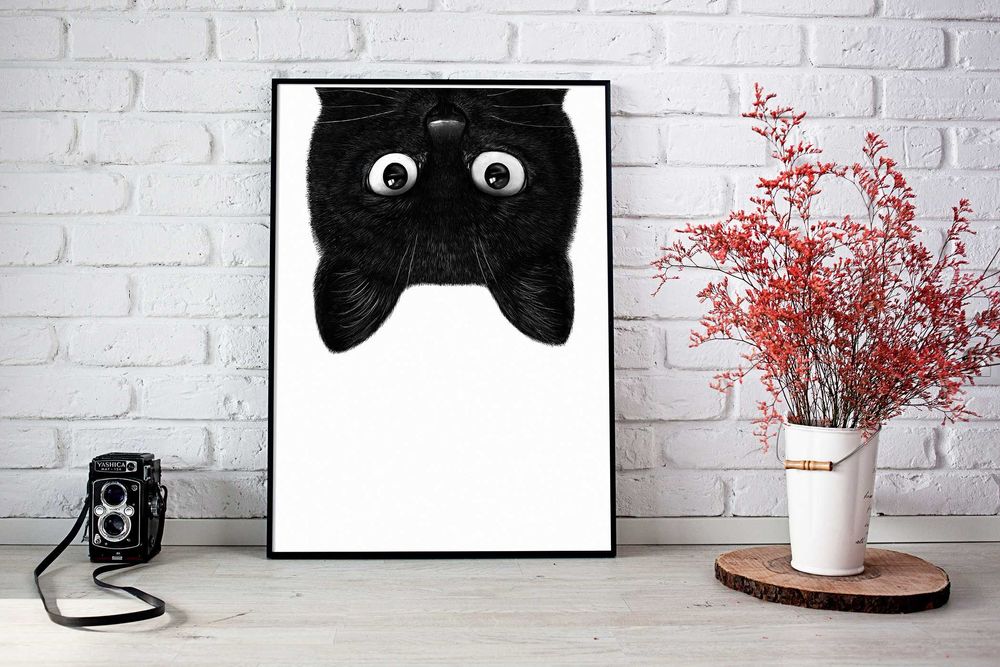 Kot "Angry Black Cat vol.2" PLAKAT A3 - Vintage - trzeci plakat GRATIS