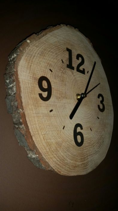 Zegar drewniany plaster wypalany minimalizm