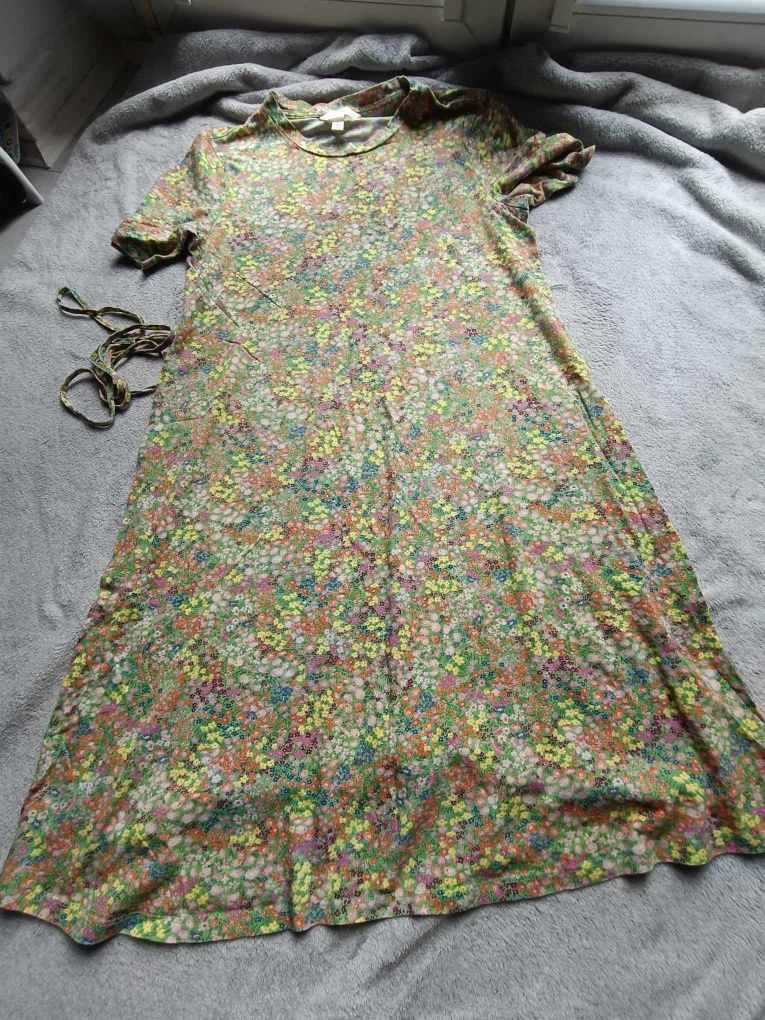 Sukienka ciążowa bawełniana z h&m S zielona w kwiaty