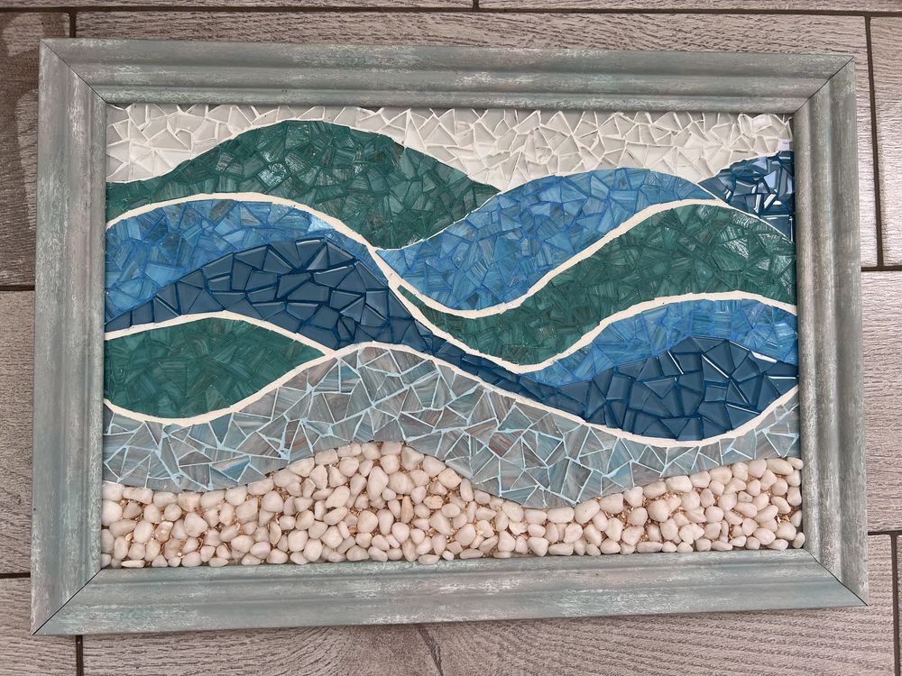 Картина из стекла море мозаика
