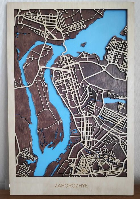 карта міста багатошарова, подарунок , картина декор з фанери