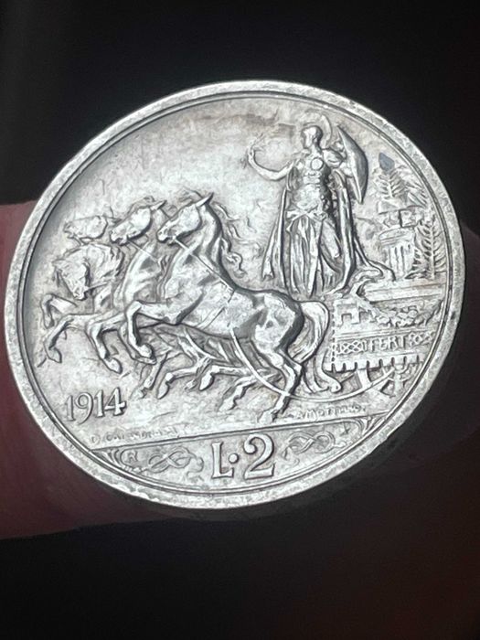 moeda em prata 1914 2L Itália