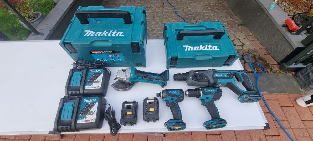 Zestaw Makita Lxt 18v 2xWkretarka+szlifierka+2 aku+3ładowarki+2skrzyn
