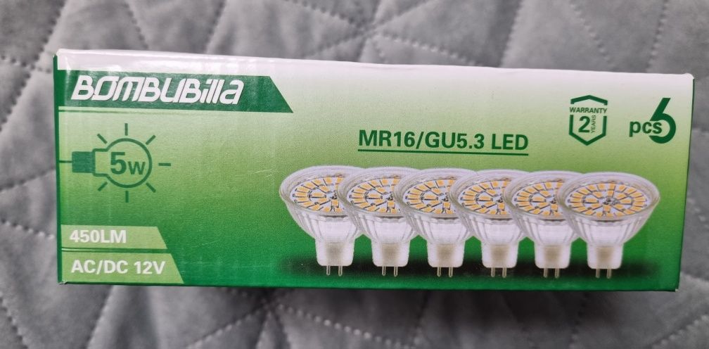 Светодиодные LED лампы MR16 12 В GU5.3 3000 K,упаковка 10шт Bombubilla