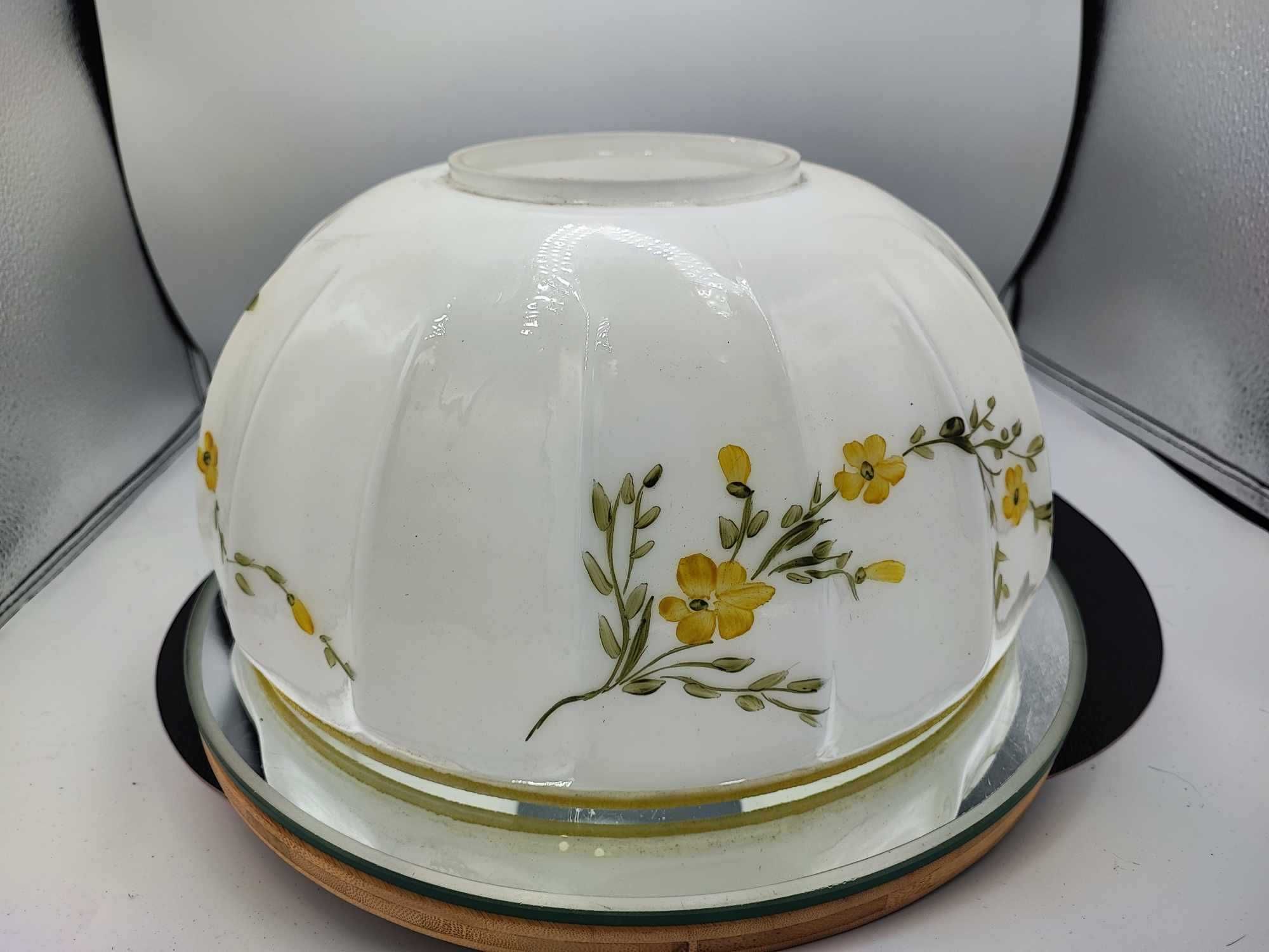 Art deco klosz malowany w kwiaty do lampy,śr.montażowa 13 cm.