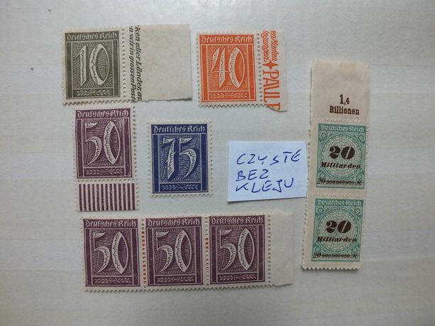 9szt. znaczki margines Niemcy 1922/1923r.,CYFRY Rzesza czyste Reich