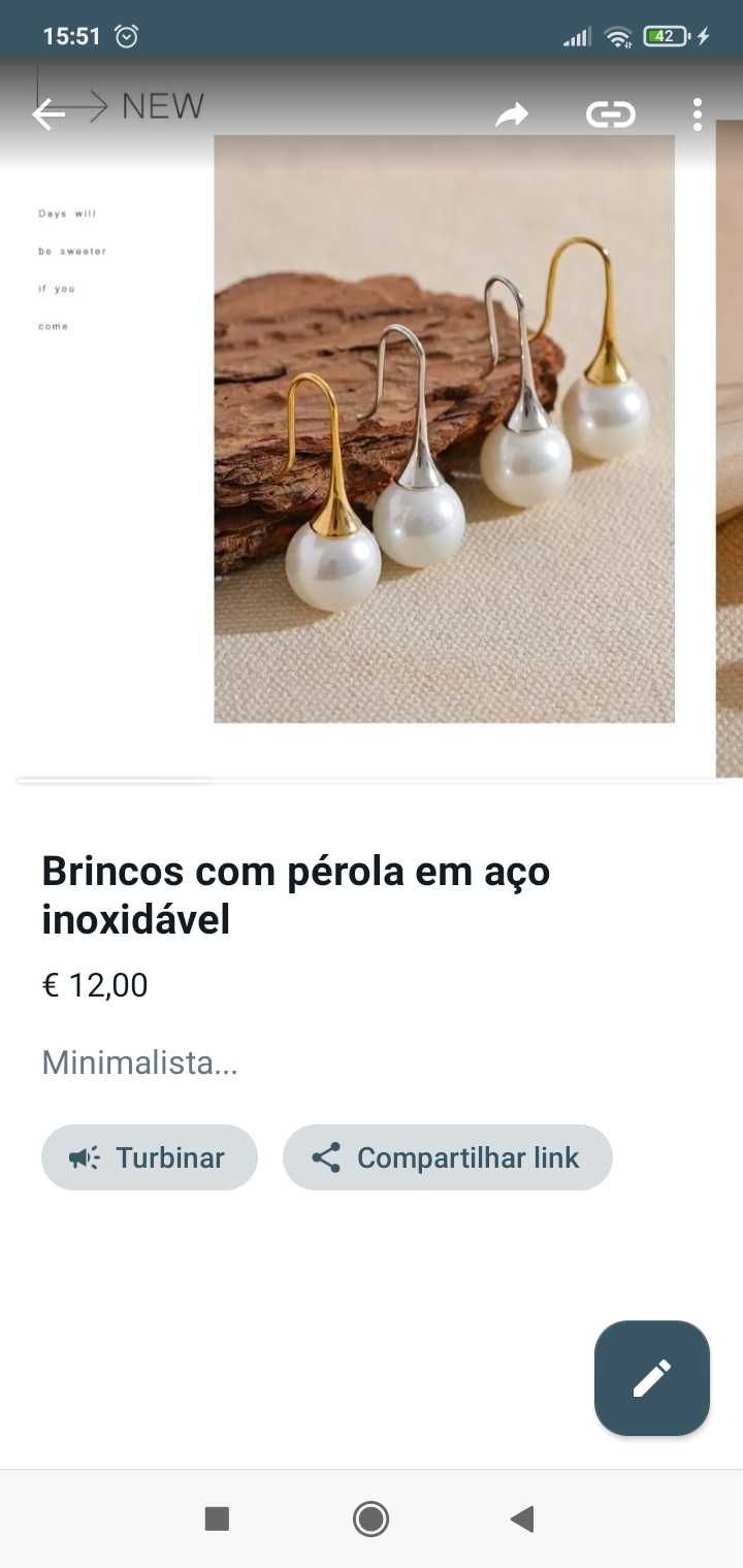 Brincos em aço inoxidável