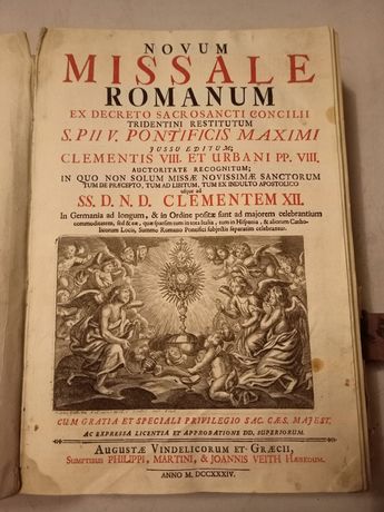 Missale Romanum 1734Mszał Rzymski starodruk
