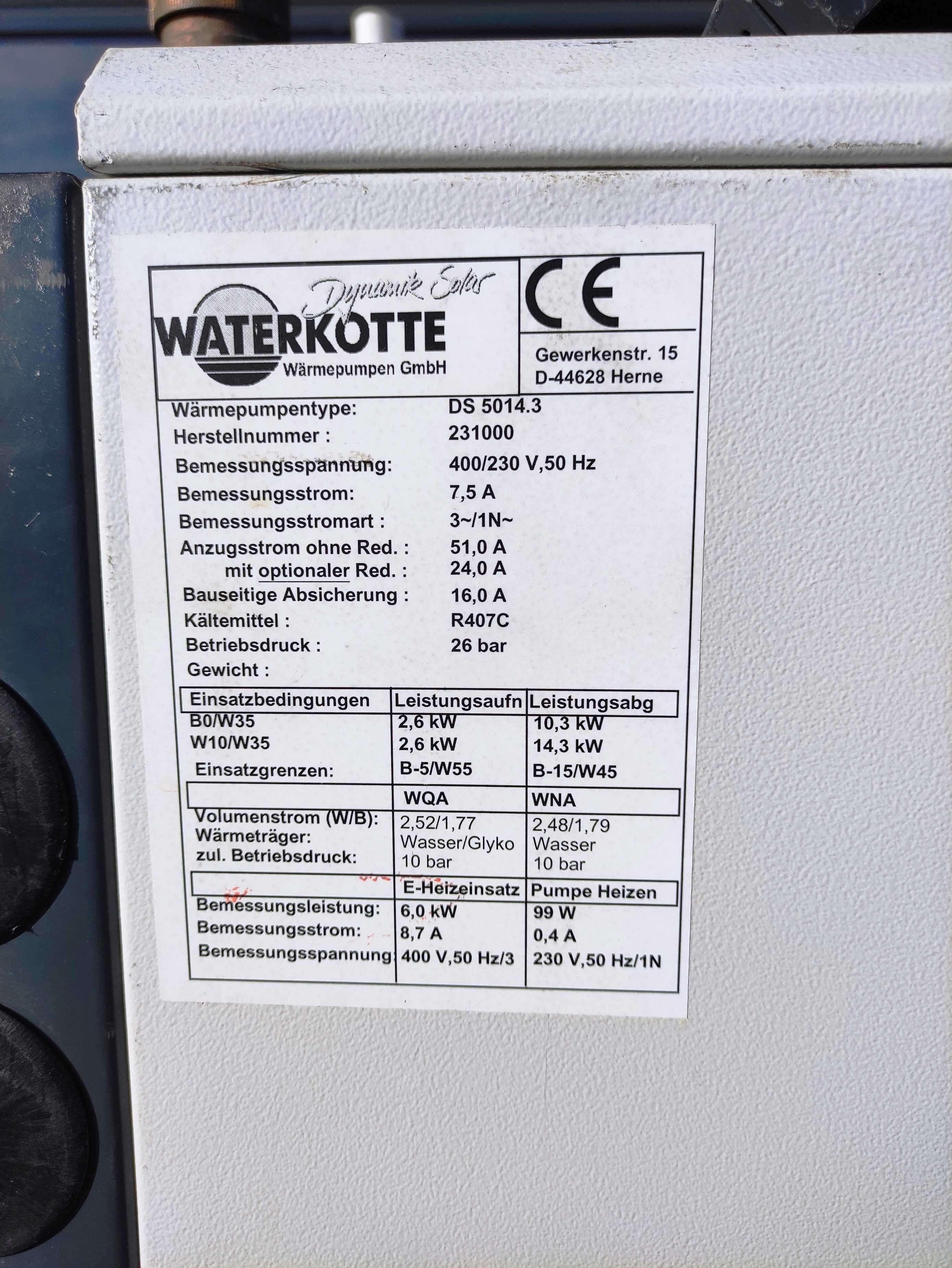 Pompa ciepła WATERKOTTE 14 KW woda woda gruntowa