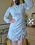 Sukienka mini Missguided 38 boho romantic krótka niebieska we wzory