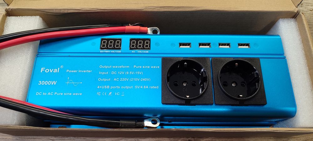 Оригінальний інвертор Foval, 3000W, чистий синус. Новий, в наявності!