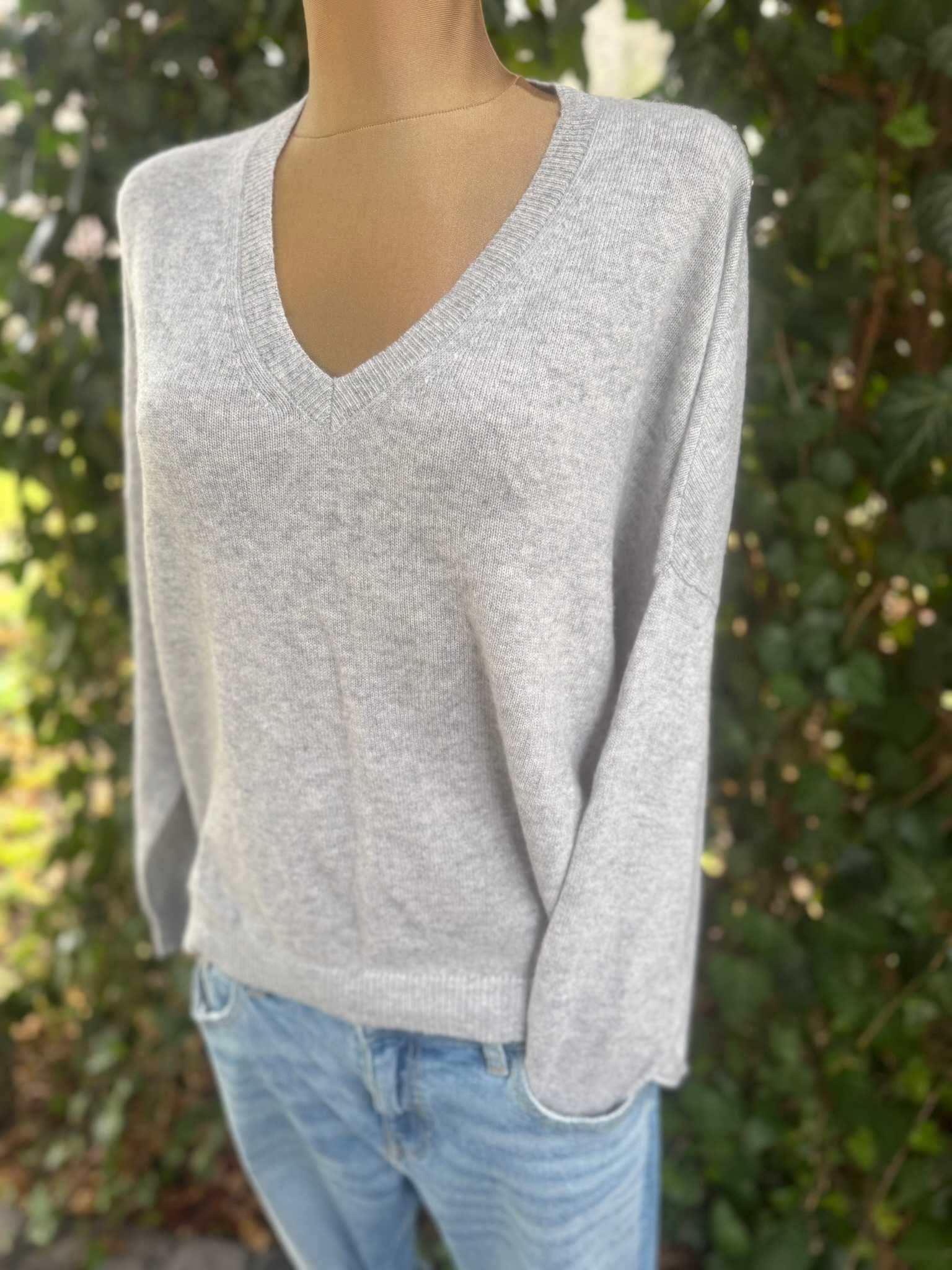 szary basic kaszmirowy sweter plus size xl