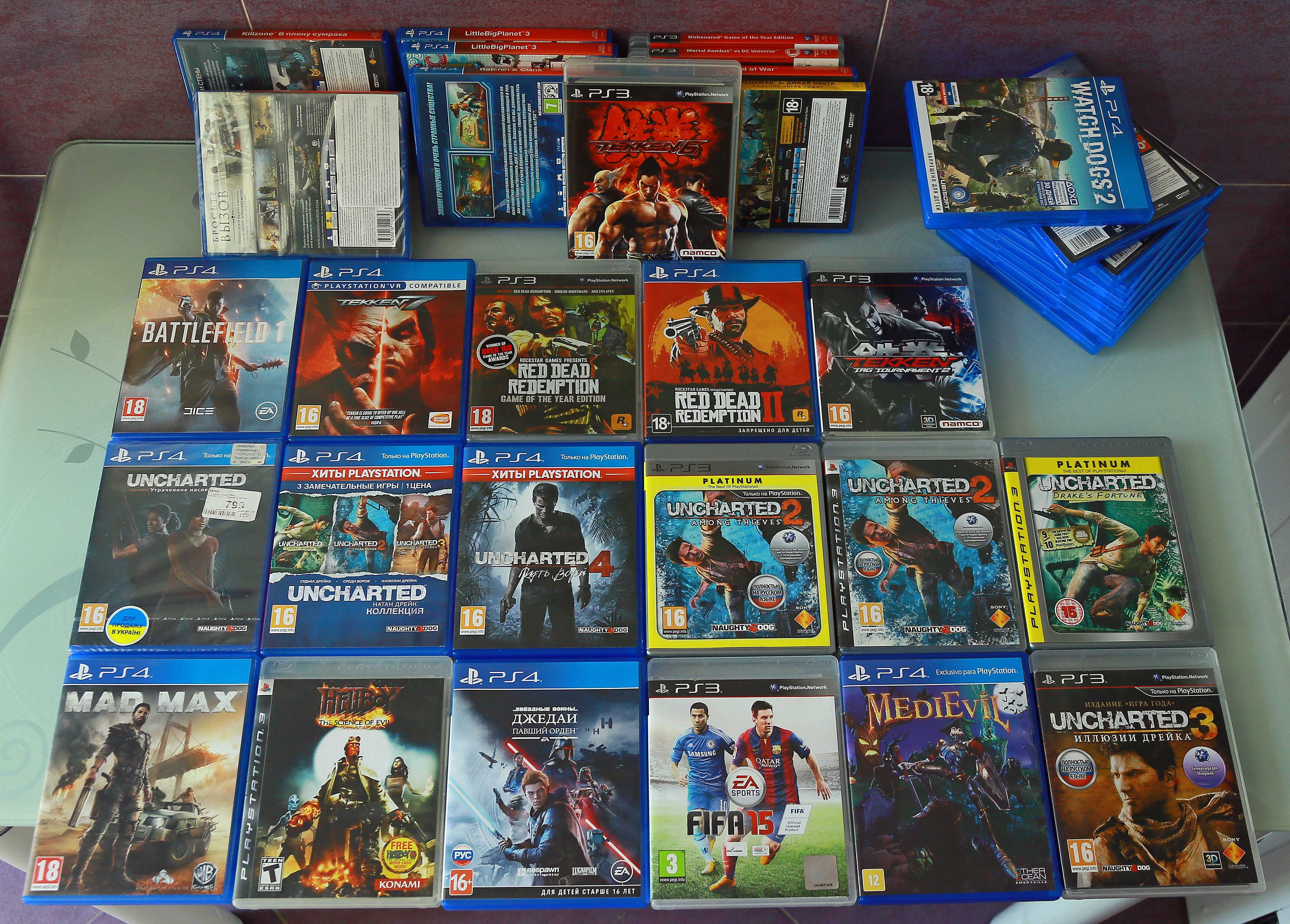Диски Battlefield,Red Dead Redemption,Tekken,Uncharted,Hellboy,Mad Max