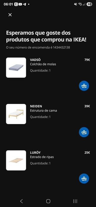 Conjunto Cama Ikea em ótimo estado.