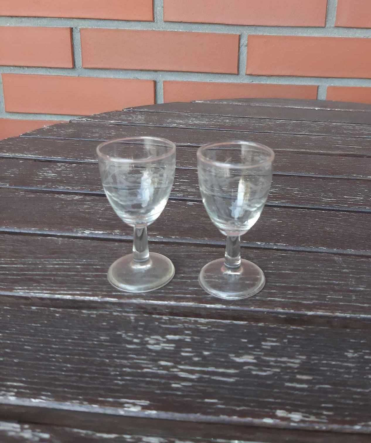 Kieliszki szklane np. do wódki (2 sztuki) | PRL, vintage