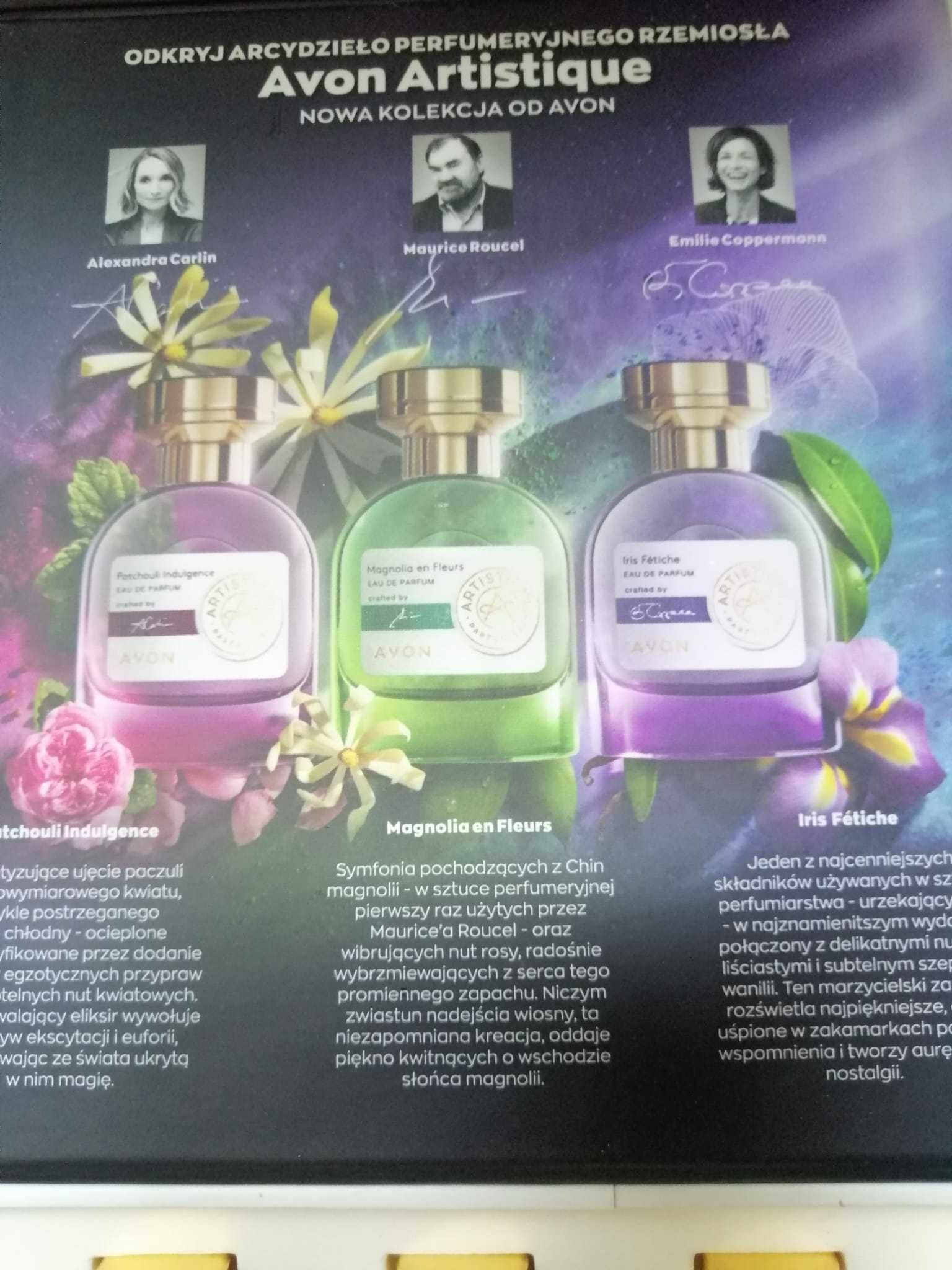 Avon Artistique-zestaw perfumetek w pudełku, Iris, Magnolia, Patchouli