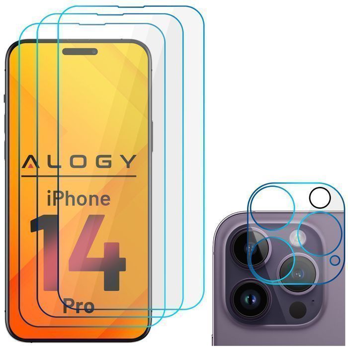 3x Szkło hartowane na ekran 9h + Szkło na obiektyw do iPhone 14 Pro