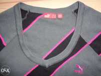 PUMA nowy damski delikatny sweterek sweter bluzka w serek szara XS
