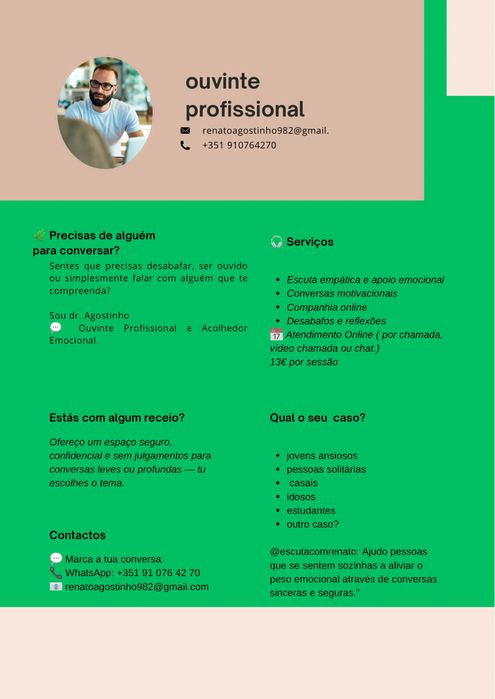 Sentes-te sozinho(a)? Fala comigo, eu escuto com o coração