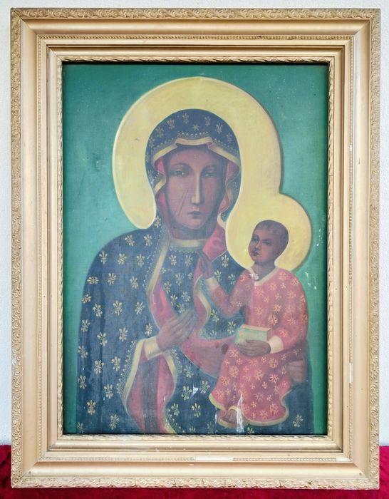 Stary duzy obraz olejny – Matka Boska Częstochowska