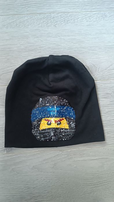 H&M Lego Ninjago Czapka bawełniana chłopięca 104 cekiny czarna