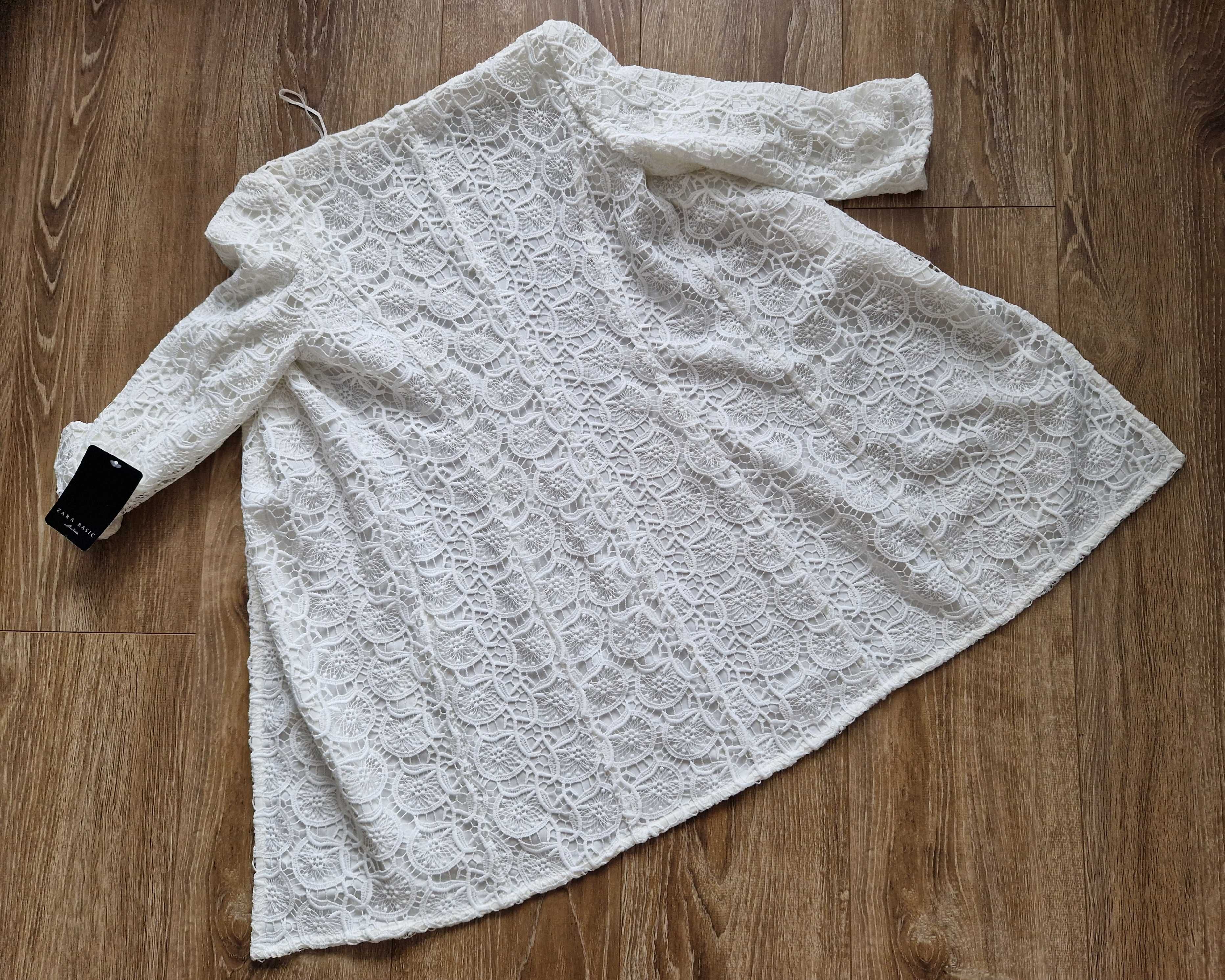 Długi, ażurowy kardigan Zara r.34/XS