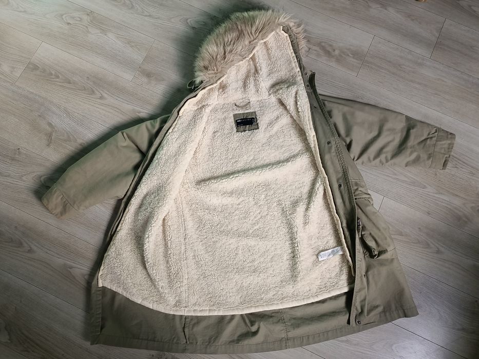 Parka z podpinką zimowa jesienna przejściowa futerko kaptur kurtka