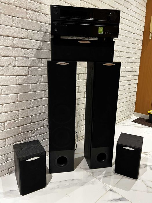 Kino domowe 5.0 Onkyo TX-NR414 + komplet kolumn Quadral Quintas