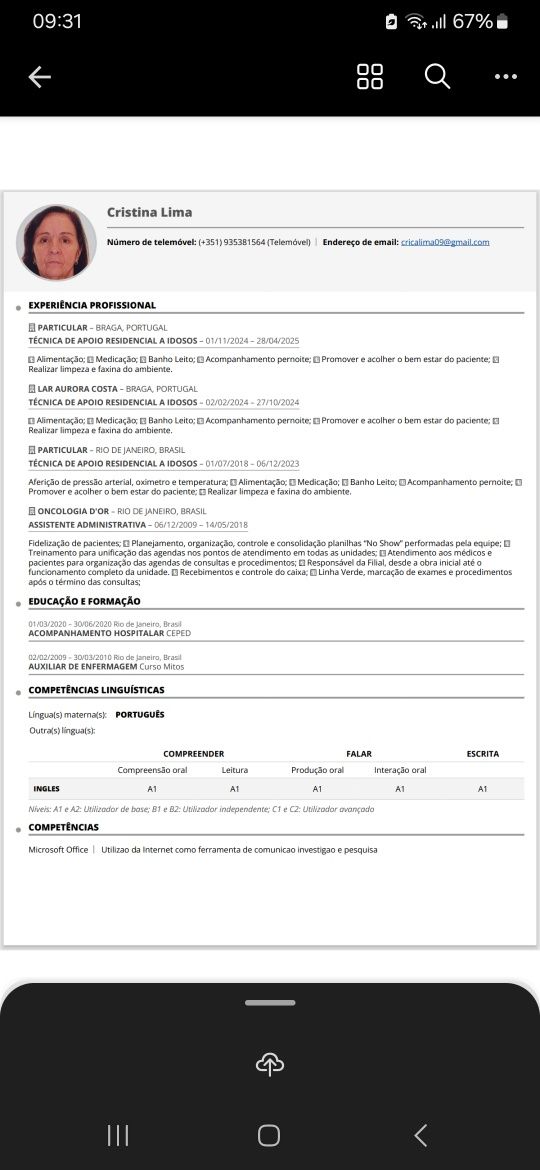 Cuidadora e Auxiliar de Enfermagem
