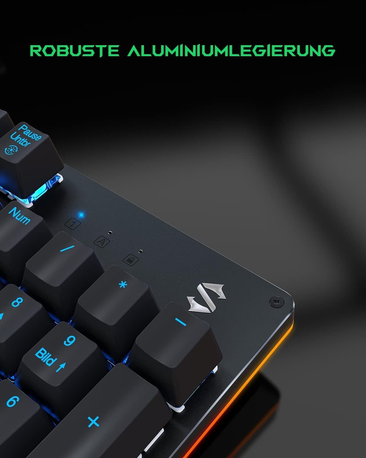 Black Shark Mechaniczna klawiatura gamingowa, oświetlenie RGB, niemiec