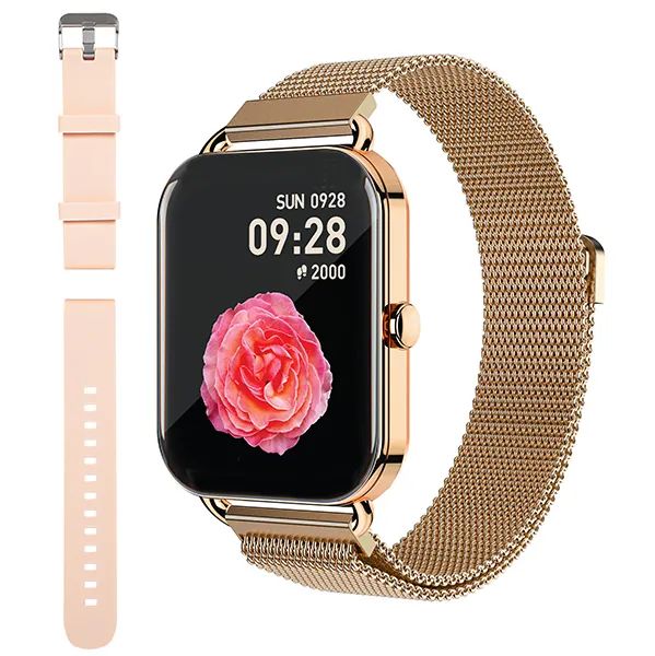Zegarek damski smartwatch X16 funkcja rozmowy różowy + dodatkowy pasek