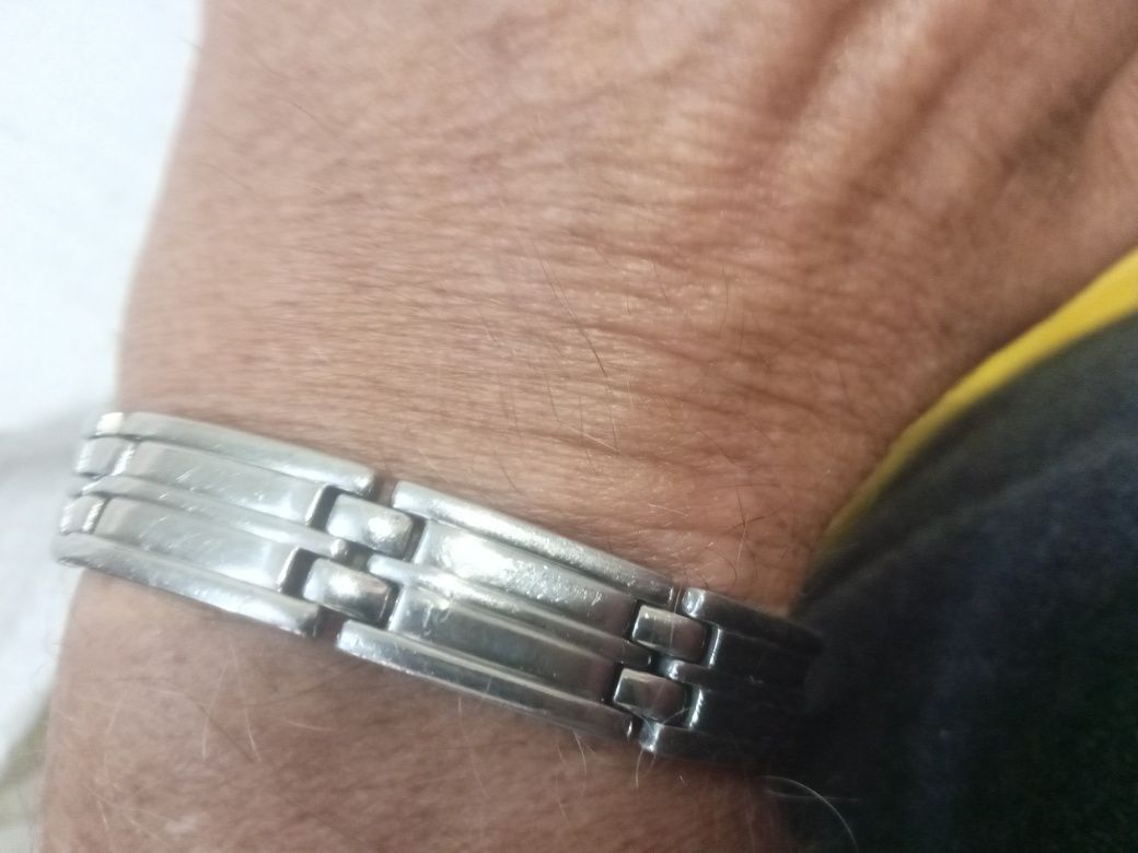 Pulseira trabalhada inox, praticamente nova