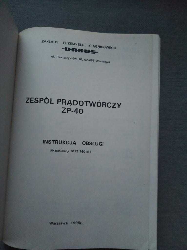 instrukcja obsługi Ursus ZP-40 oryginalne 1995 + GRATIS