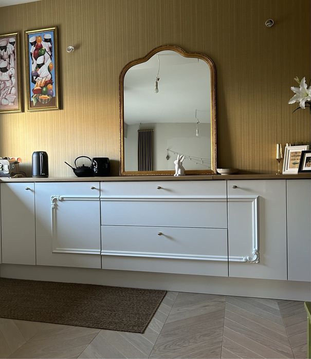 Westwing lustro 90 x 120 cm w drewnianej zlotej ramie, biała tafla!